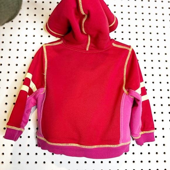Hanna Andersson | Sherpa Lined Knit Hoodie, Red and Pink Color Block Sz. 80cm - Picture 2 of 10